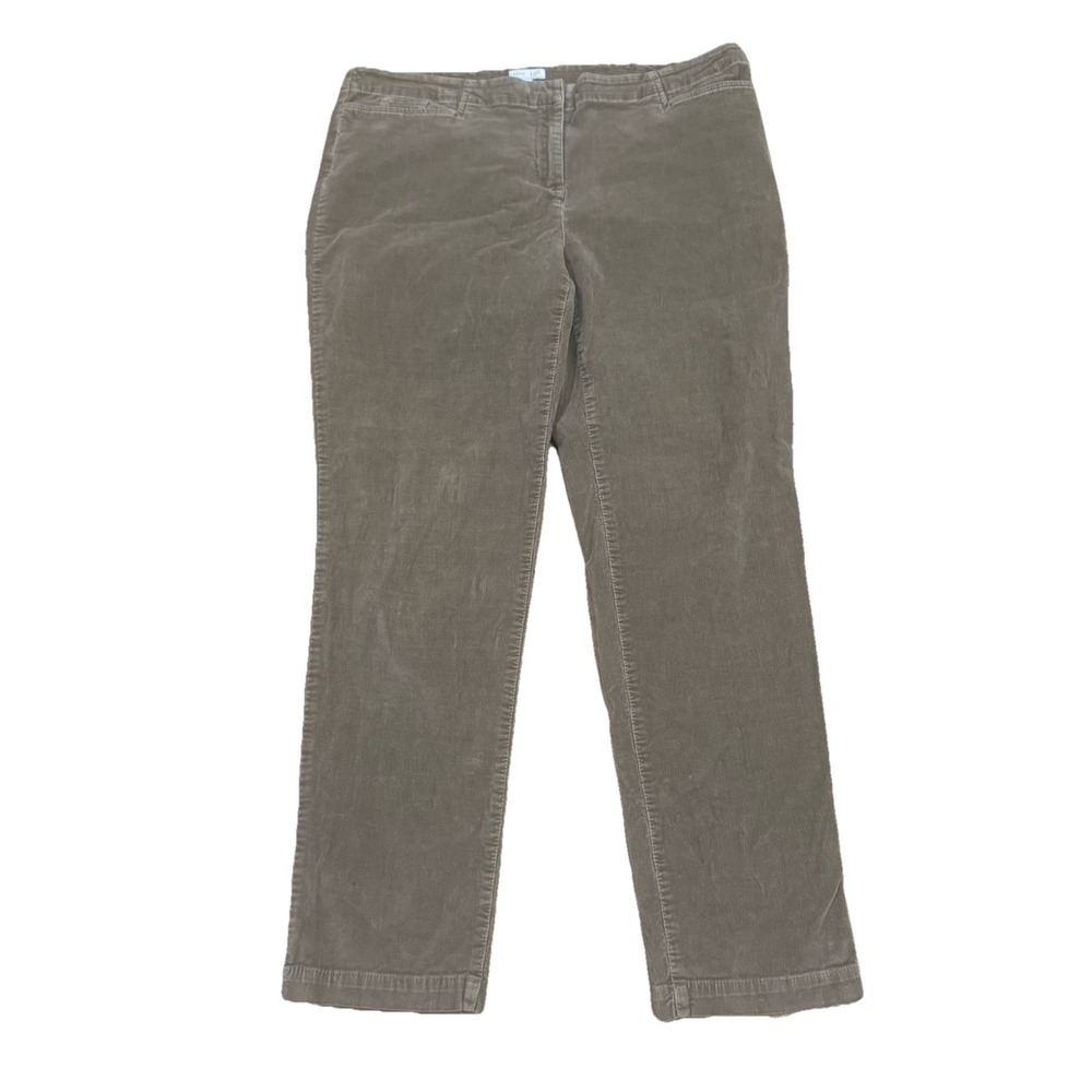 J Jill Corduroy Pants Womens Size 12 Brown Tan Khaki Stretch Casual Straight Leg